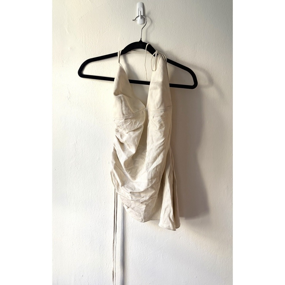 Estefania Official $375 NWT Isla 100% Linen Tank Top In Sand Large
